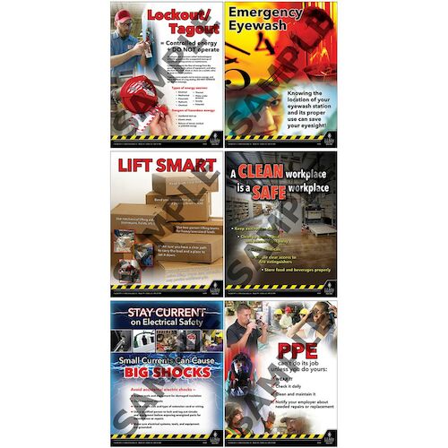 Workplace Safety Poster Set Laminated