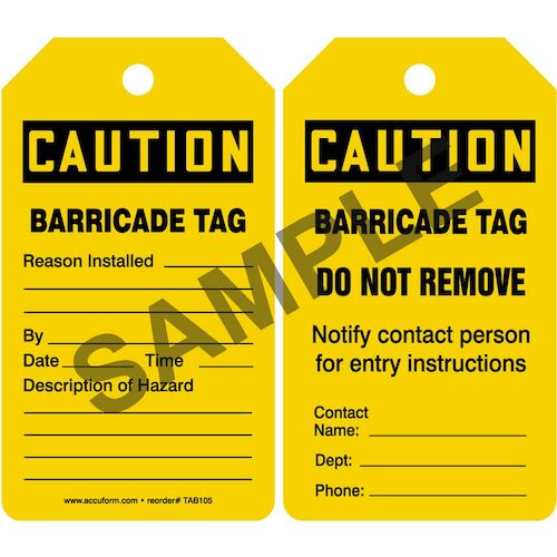 Caution Barricade Tag OSHA