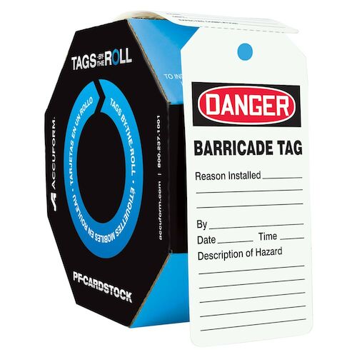 Danger: Barricade Tag - OSHA Safety Tag: Tags By-The-Roll (010291)