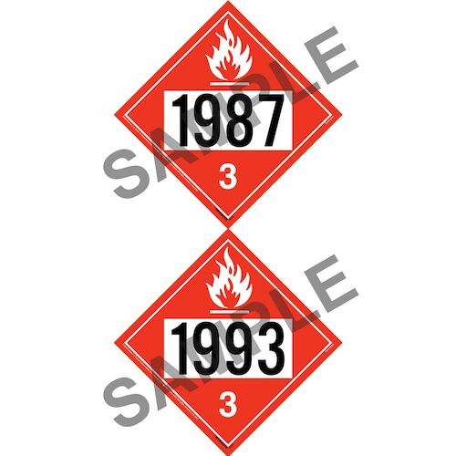 1987/1993 Placard - Class 3 Flammable Liquid (012196)