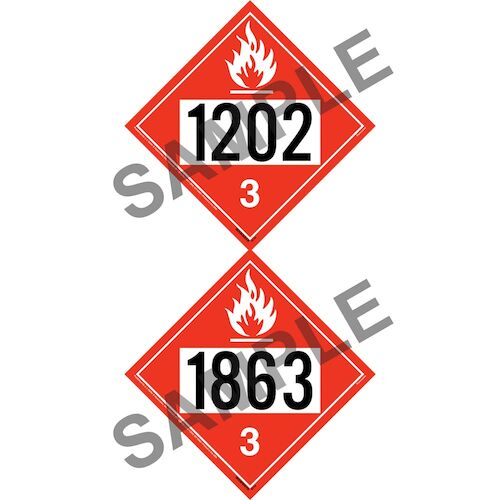 1202/1863 Placard - Class 3 Flammable Liquid (012197)