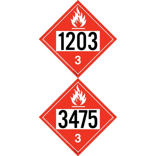 1203/3475 Placard - Class 3 Flammable Liquid (012199)