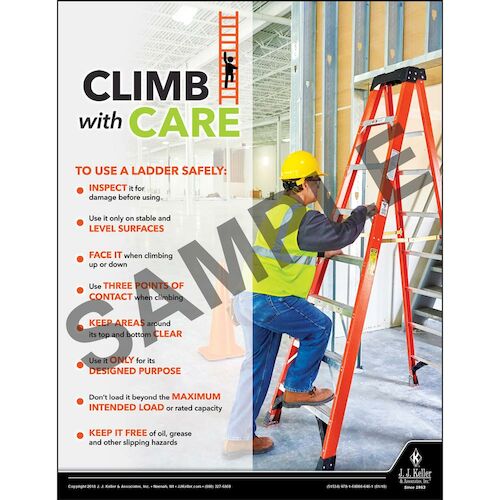 Climb With Care - Construction Safety Poster