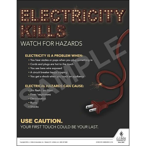 Electricity Kills Workplace Safety Training Poster