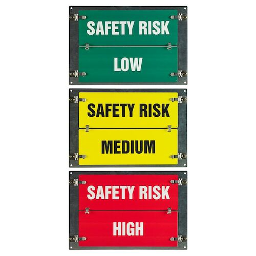 Flip-File Sign, Safety Risk Low/Medium/High, 3-Legend (013241)