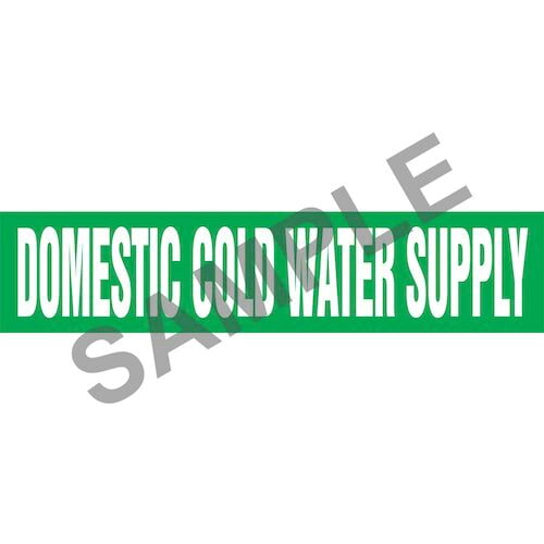 Domestic Cold Water Supply Pipe Marker ASME/ANSI