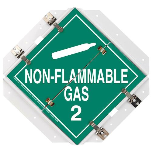 Aluminum Flip Placard - 1 Legend, Non-Flammable Gas, 16"x15.5", White Back Plate (013995)