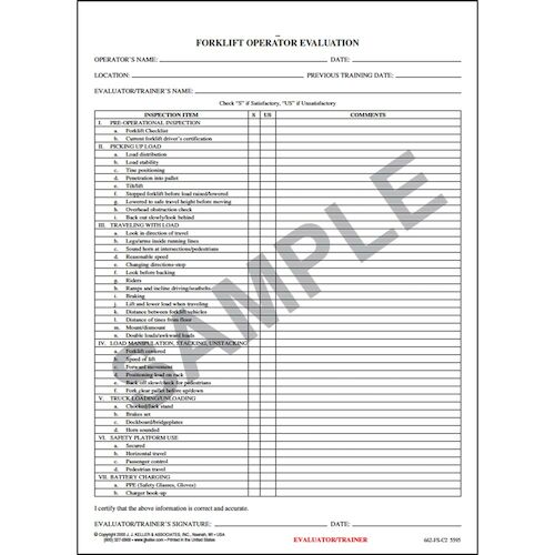 Forklift Operator Evaluation Form - English