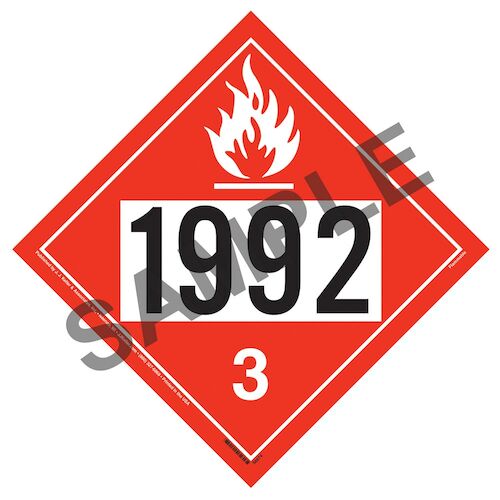 1992 Placard - Class 3 Flammable Liquid (014641)