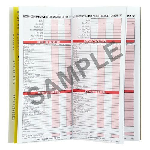 Electric Counterbalance Multiform Forklift Inspection Logbook