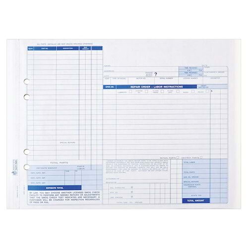 Auto Repair Completed Form