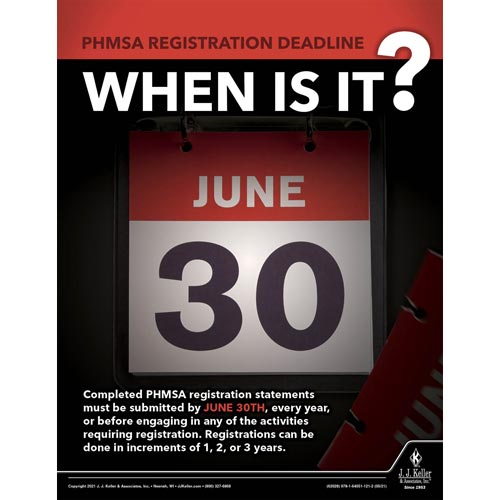 PHMSA Registration Deadline When Is It Hazmat Transportation Poster