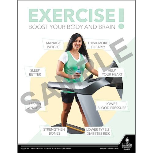 Exercise Boost Your Body And Brain - Health & Wellness Awareness Poster (017689)