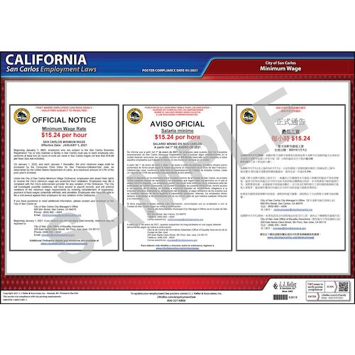 California / San Carlos Minimum Wage Poster