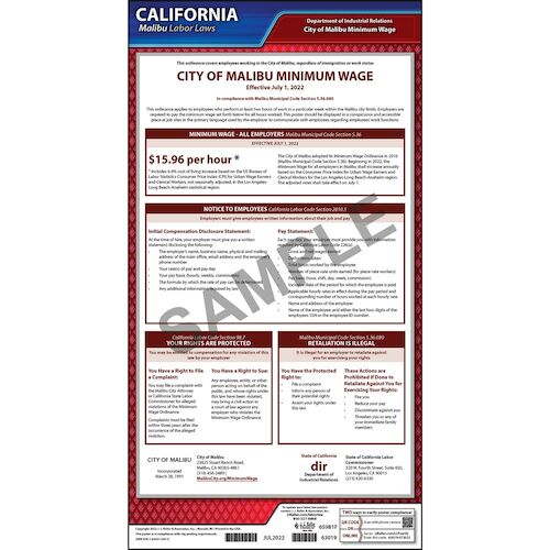 California / Malibu Minimum Wage Poster (016054)