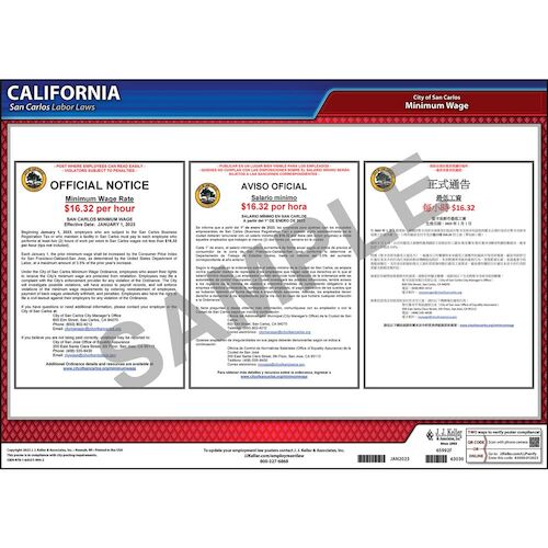 California / San Carlos Minimum Wage Poster (017876)