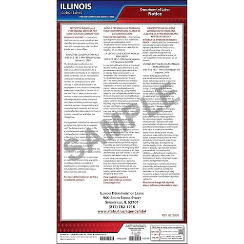 Illinois Employee Classification Act of 2008 Poster (04940)