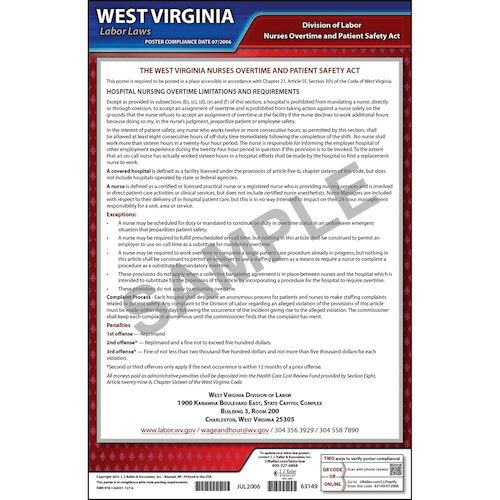 West Virginia Nurses Overtime and Patient Safety Act Poster (013945)