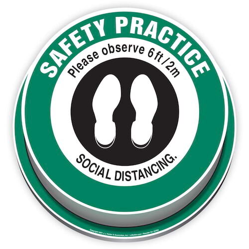 Safety Practice: Please Observe 6ft/2m Social Distancing 3D Floor Decal (017915)