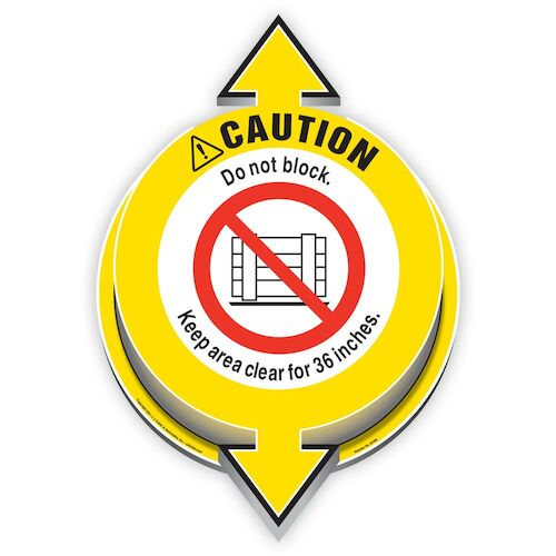 Caution: Do Not Block; Keep Area Clear For 36 Inches 3D Floor Decal (017923)