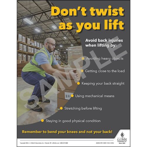 Don't Twist As You Lift - Construction Safety Poster (018142)