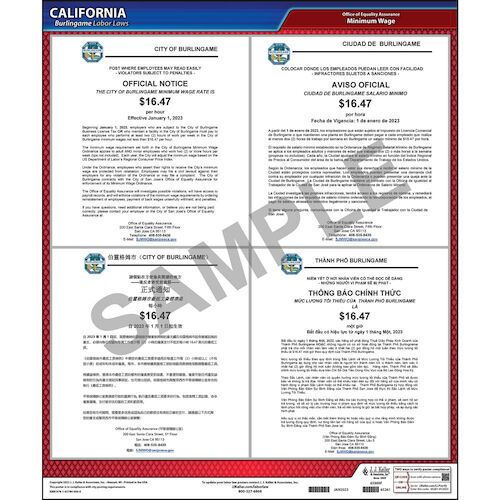 California / Burlingame Minimum Wage Poster