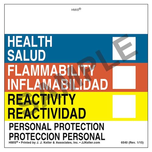 Bilingual Original HMIS® Labels - Without Chronic Hazards Box