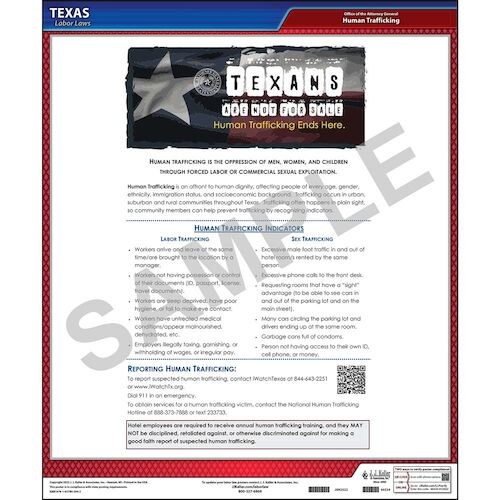 Texas Commercial Lodging Human Trafficking Poster (018820)