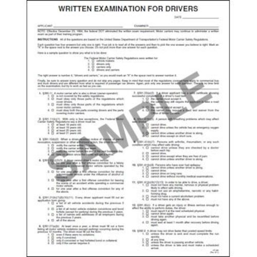 Driver's Written Examination Form (01288)