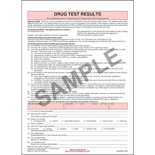 Drug Test Results Form (01512)