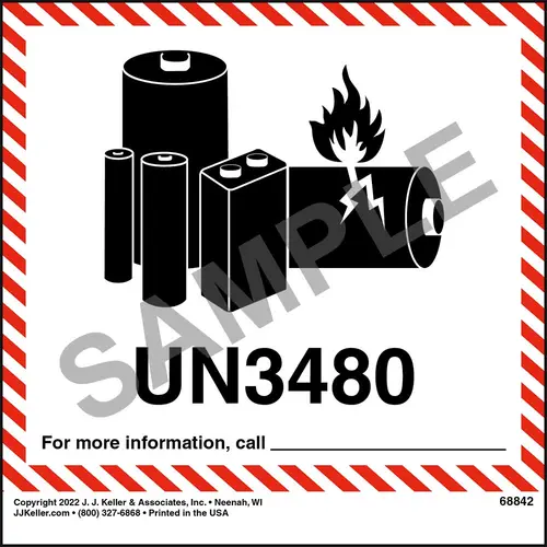 Lithium Battery Marking UN3480 Label