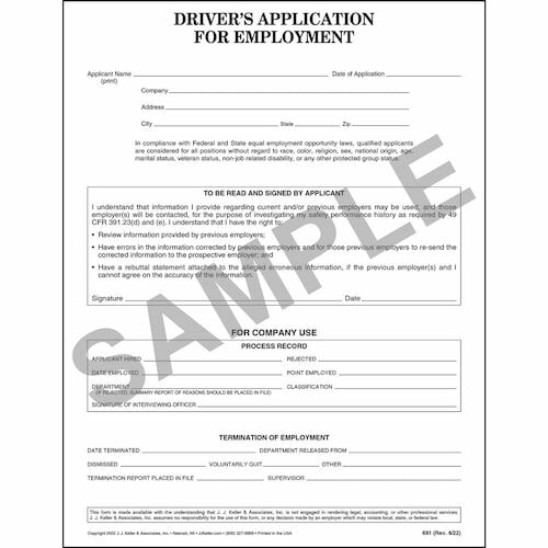 Driver's Application for Employment - ADA-Compliant