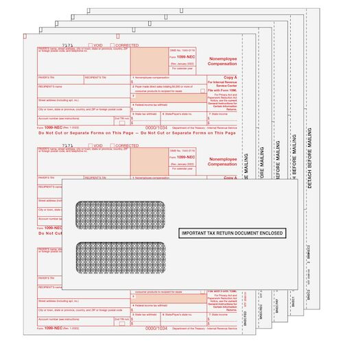 1099-NEC Preprinted 5-Part Kit with Self-Seal Envelopes - 25 Pack (019886)