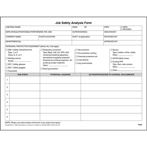Job Safety Analysis Forms Job Safety Analysis Form Doc 500x500