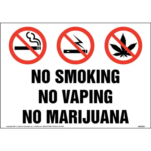 No Smoking No Vaping No Marijuana with Icons - Landscape No Smoking No Vaping No Marijuana with Icons - Landscape