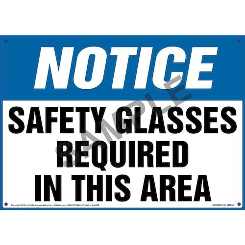 notice safety glasses required sign