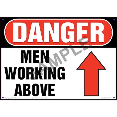 Danger men working above sticker water & fade proof safety oh&s 7 year vinyl 