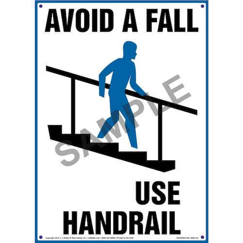 Avoid A Fall Use Handrail Sign (09937)