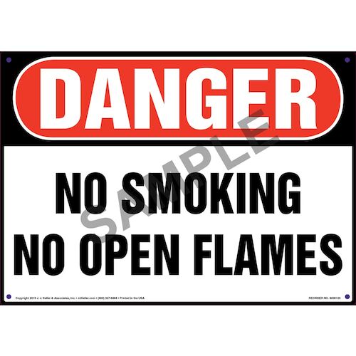 Danger: No Smoking No Open Flames Sign - OSHA (09940)