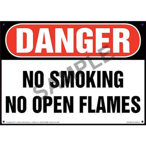 Danger: No Smoking No Open Flames Sign - OSHA (09940)