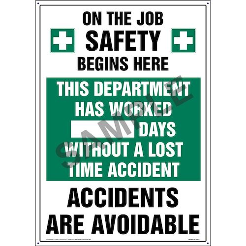 Department Has Worked X Days Without A Lost Time Accident Sign (09956)