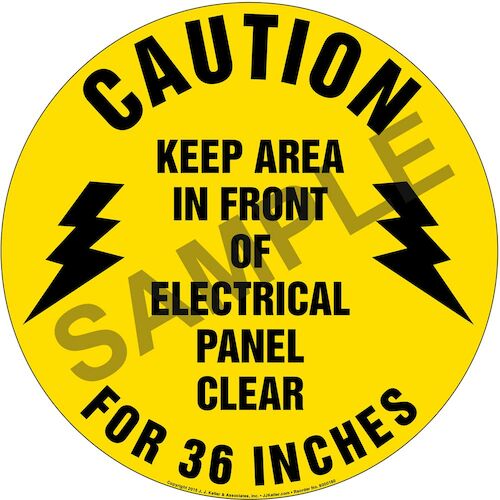 Caution Keep Area In Front Of Electrical Panel Clear Sign