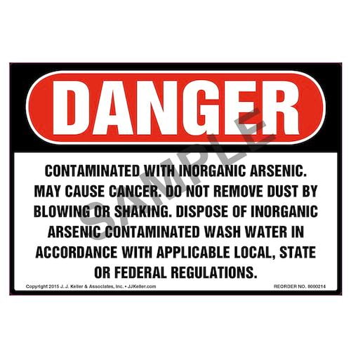 Danger: Contaminated With Inorganic Arsenic Label - OSHA (010019)