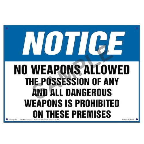 Notice: No Weapons Allowed - OSHA Sign (010031)