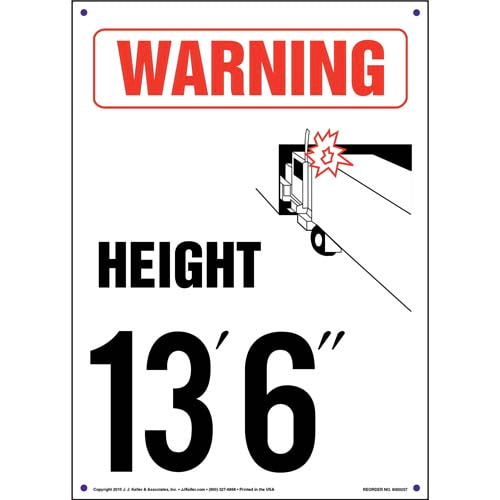 Warning: Vehicle Height 13' 6" Sign (010062)