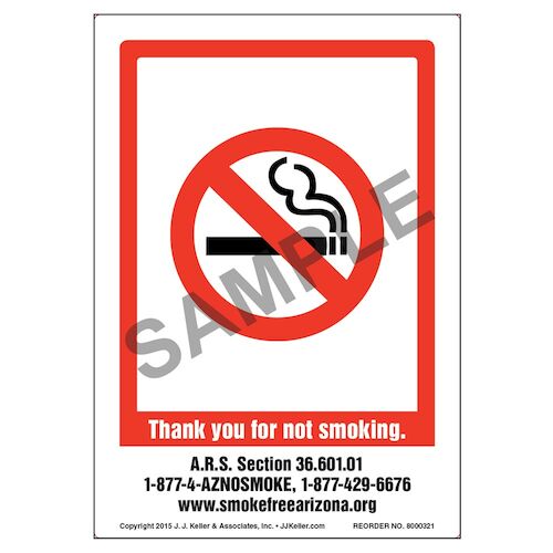 Arizona: Thank You For Not Smoking Label (010126)