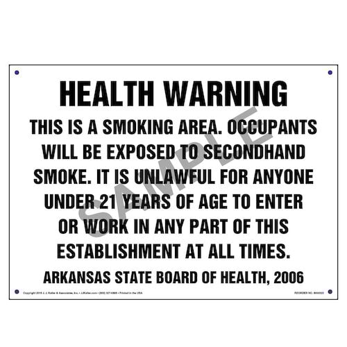 Arkansas Health Warning, This Is A Smoking Area Sign