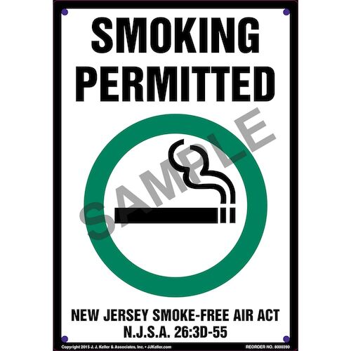 New Jersey Smoke-Free Air Act: Smoking Permitted Sign (011528)