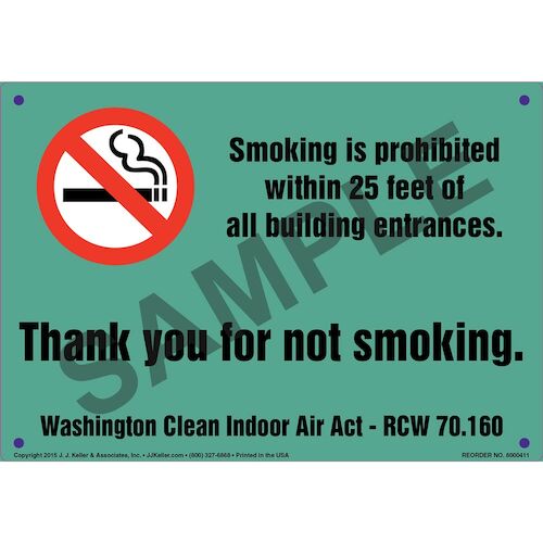 Washington Clean Indoor Air Act: Smoking Prohibited Sign (011549)