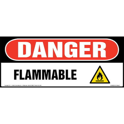 Danger: Flammable Sign with Icon - OSHA, Long Format (010413)